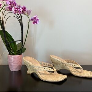 Dolce Vita NULLAH Tan Raffia Wedge Sandals